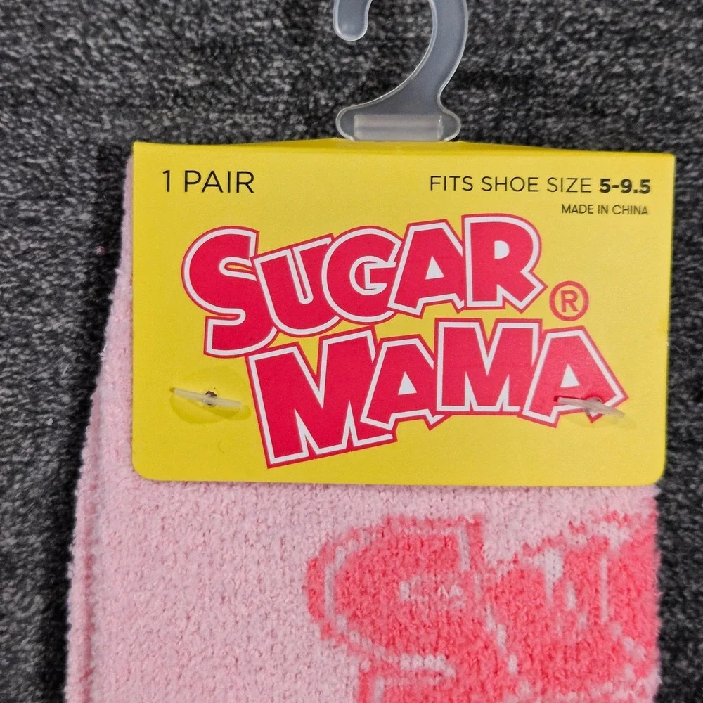Sugar‎ Mama Pink Fuzzy Daisy Crew Socks Womens Shoe Size 5-9.5 NWT